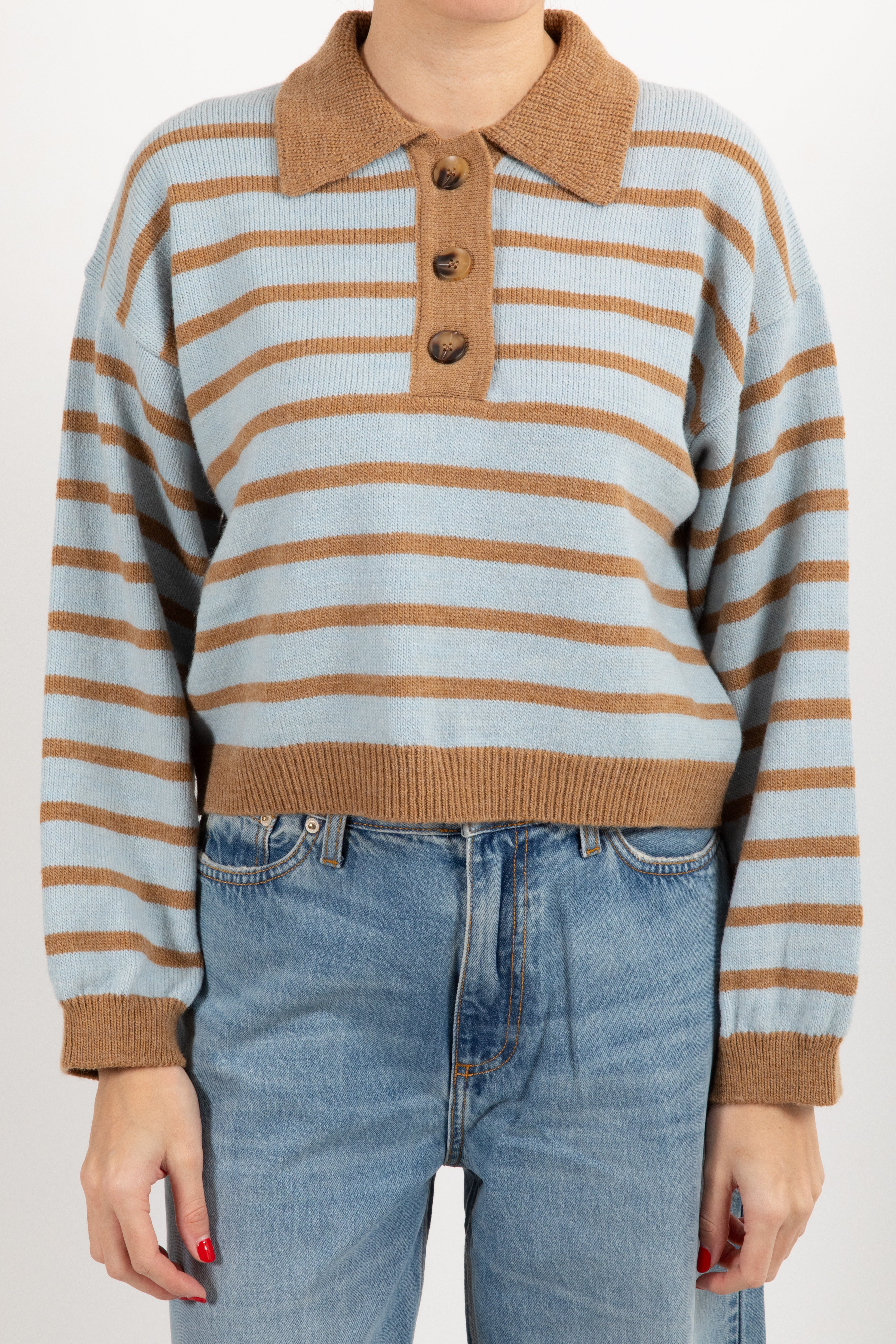 Polo cropped in maglia a righe ViCOLO