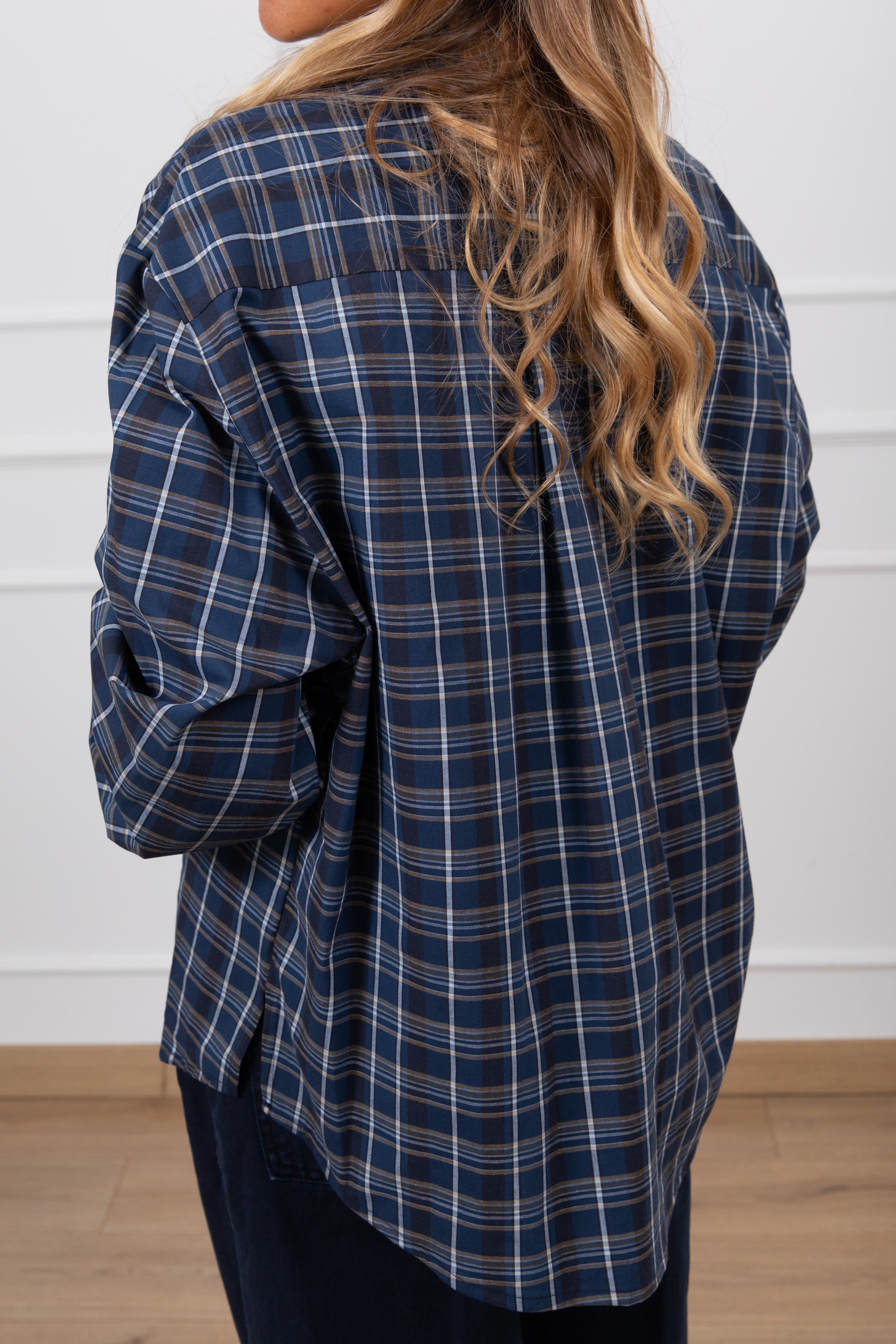 Camicia over-size check variante blu Haveone