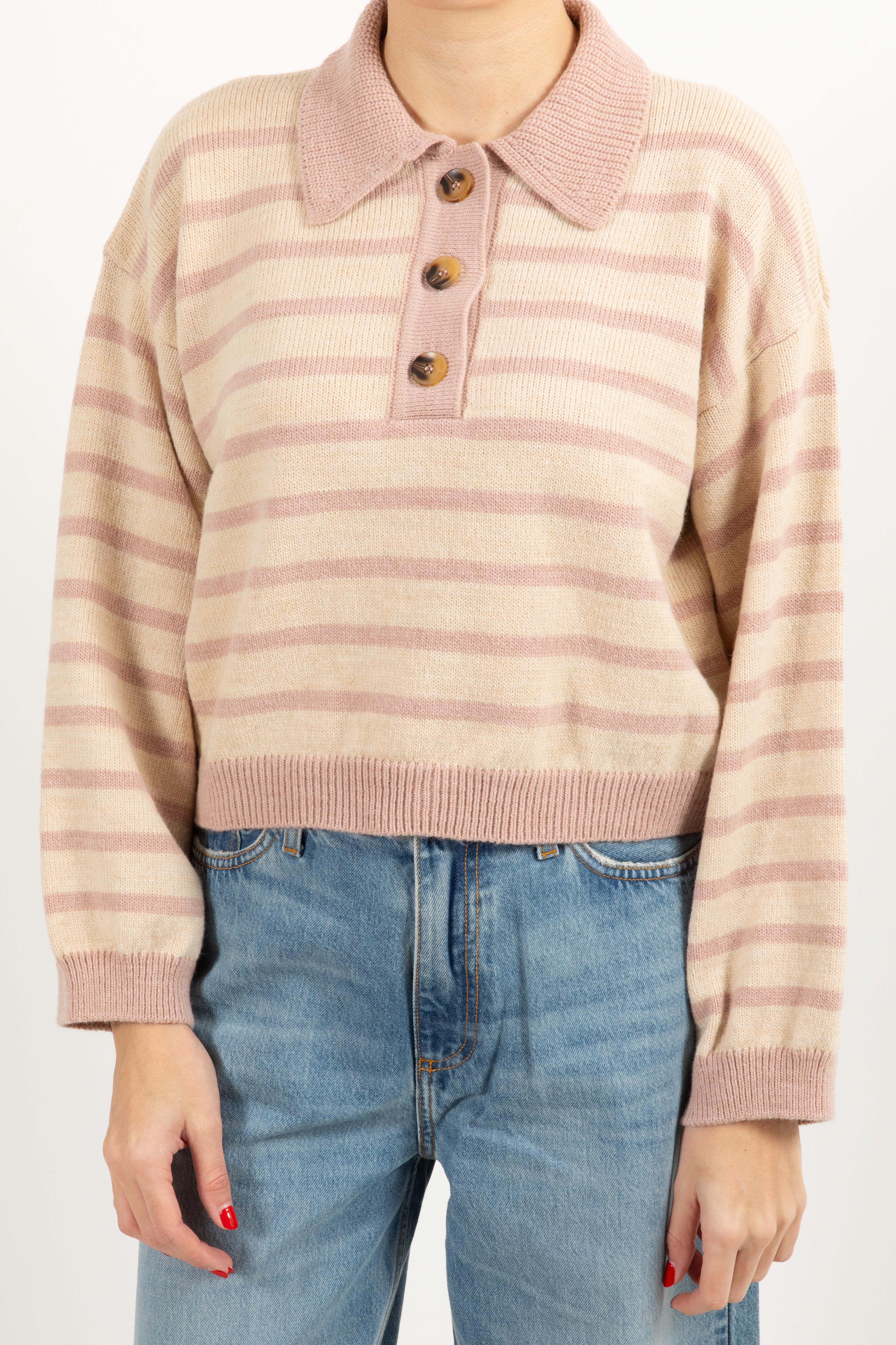 Polo cropped in maglia a righe ViCOLO