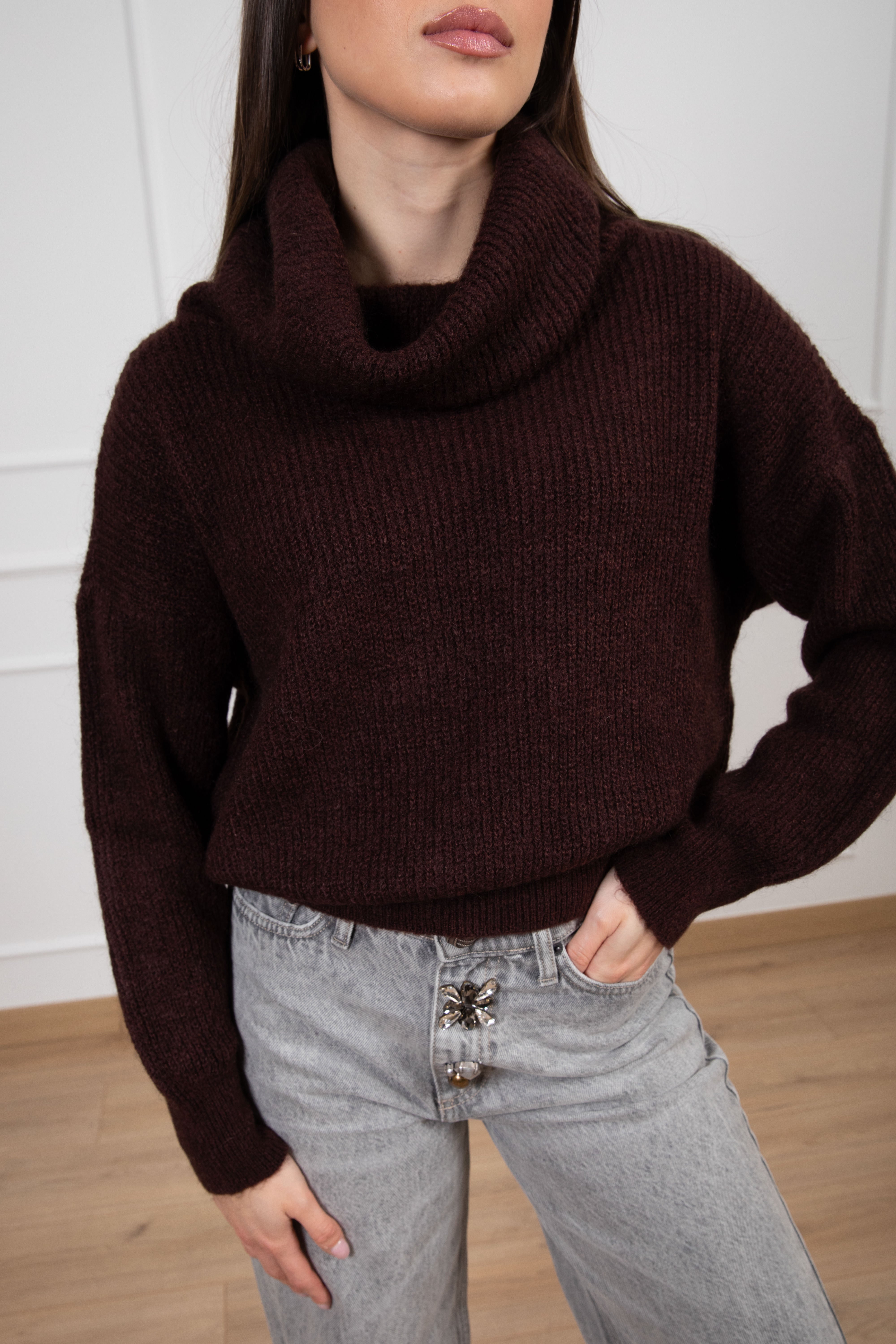 Pull con collo a ciambella in mohair Susy Mix