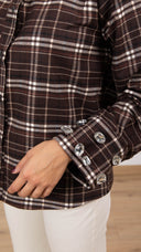 Camicia check con collo anello e applicazioni sui polsini Tensione IN