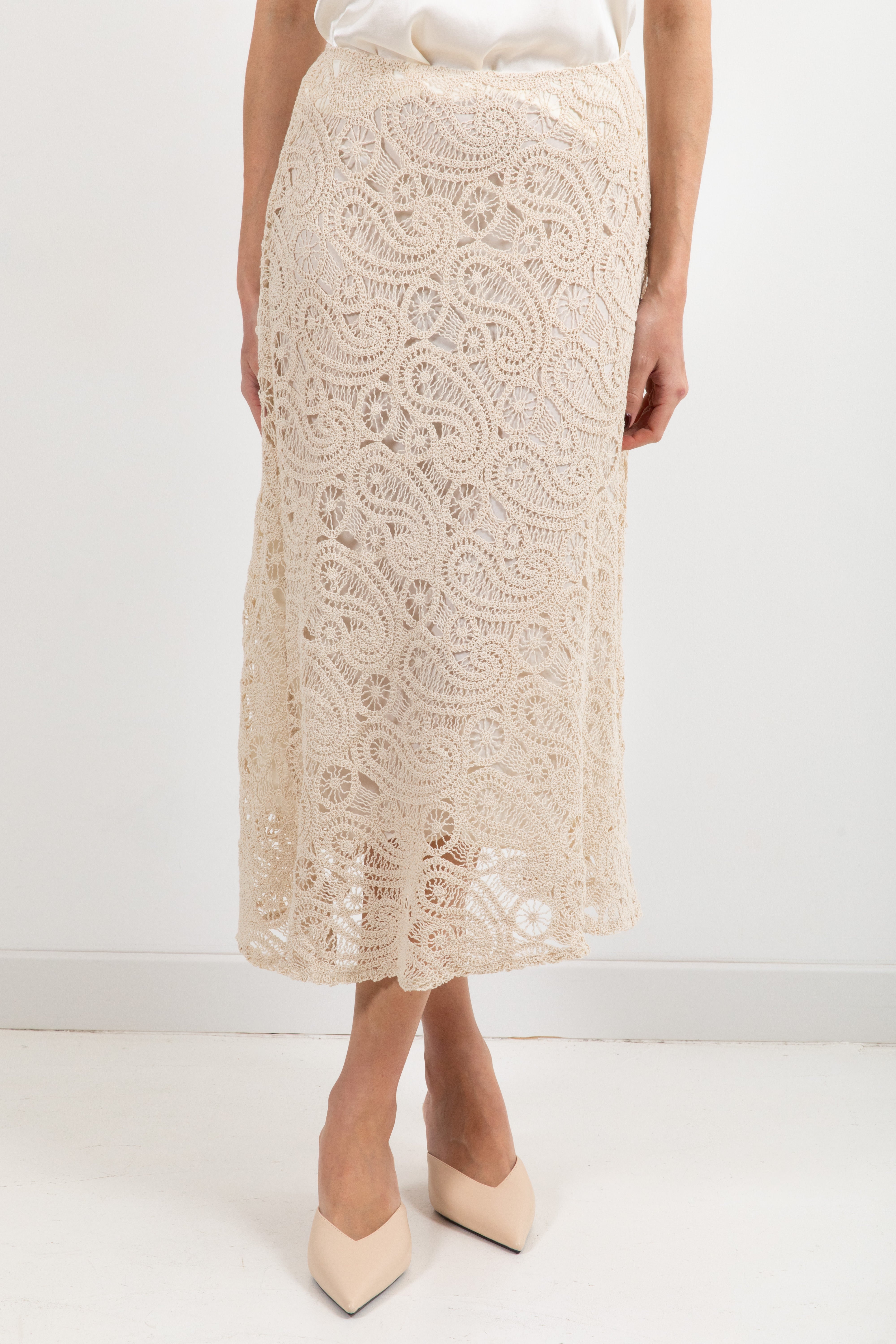 Gonna midi in pizzo macramè Tensione IN