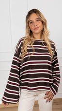 Maglia a righe con manica svasata variante moro Susy Mix