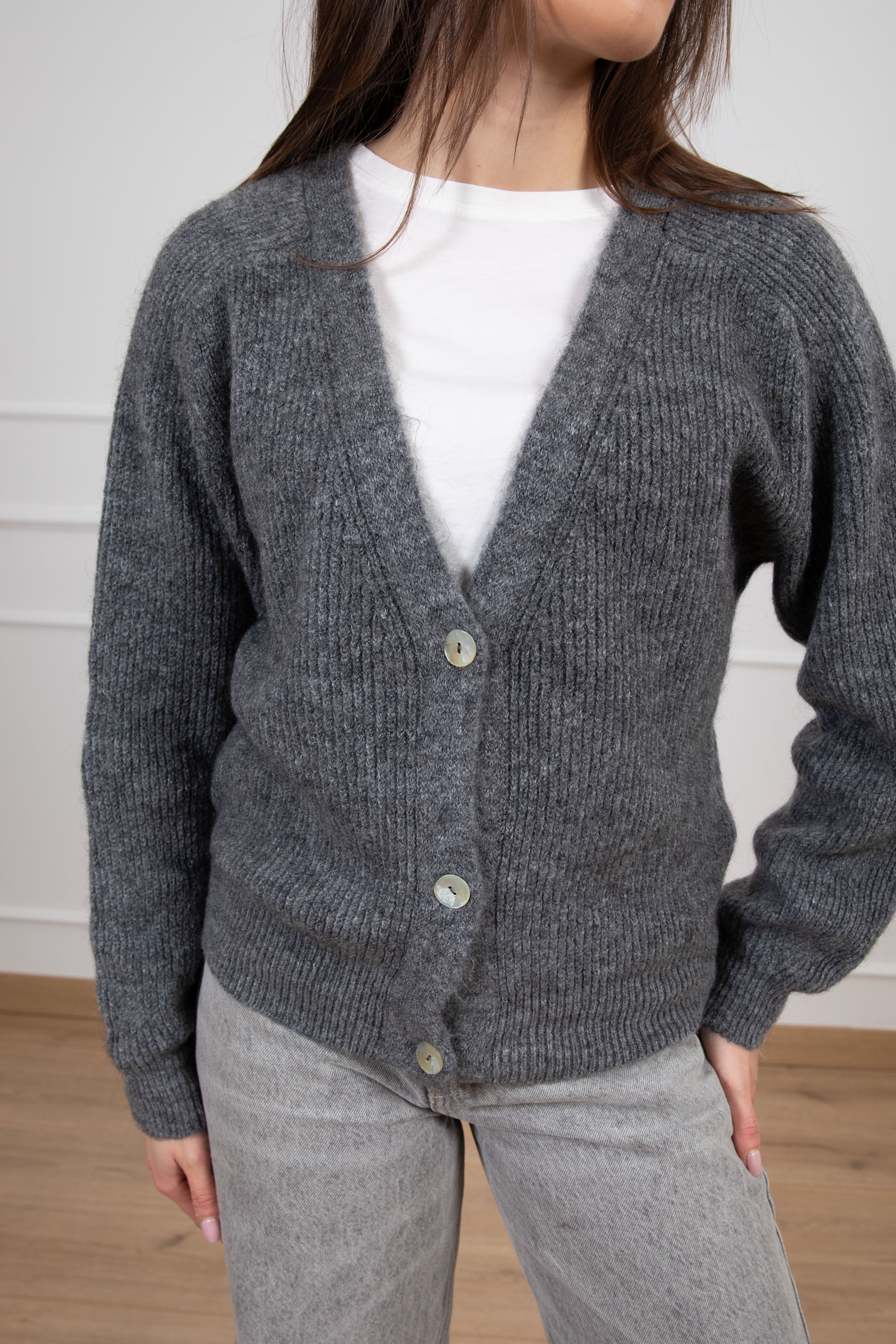 Cardigan a coste in mohair Susy Mix