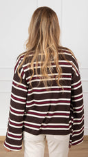 Maglia a righe con manica svasata variante moro Susy Mix