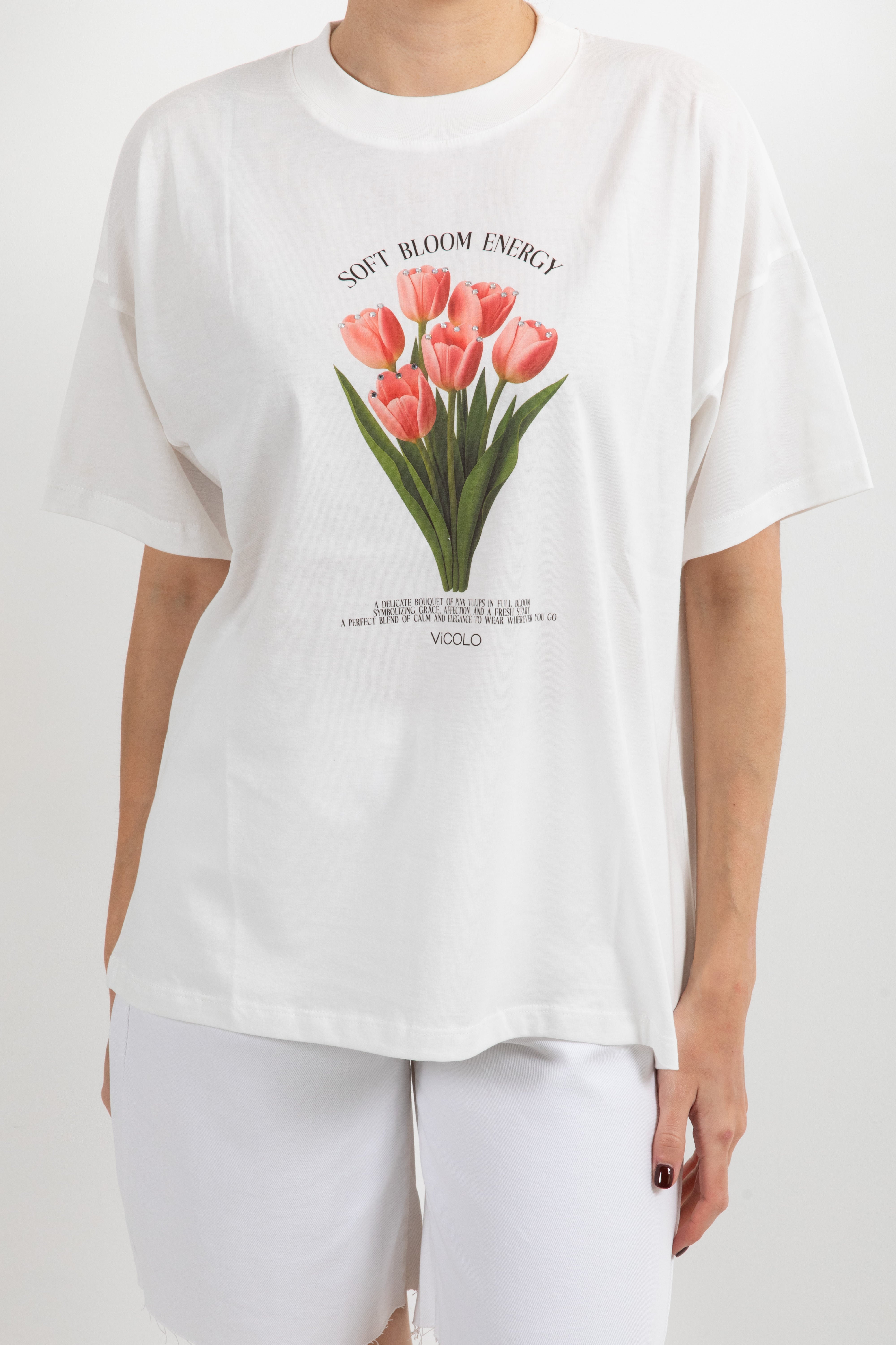 T-shirt over-size "Soft bloom energy" flowers ViCOLO