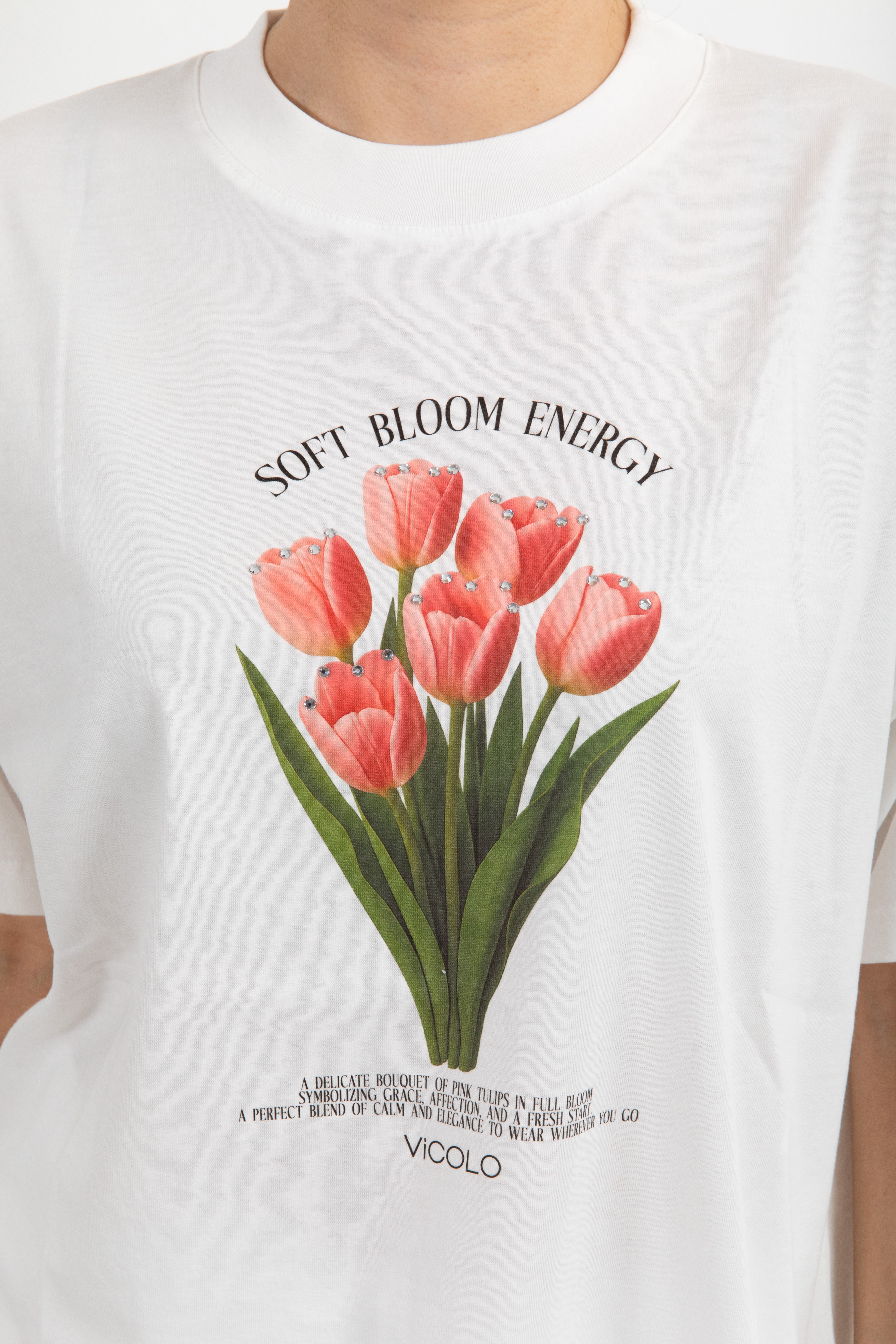 T-shirt over-size "Soft bloom energy" flowers ViCOLO