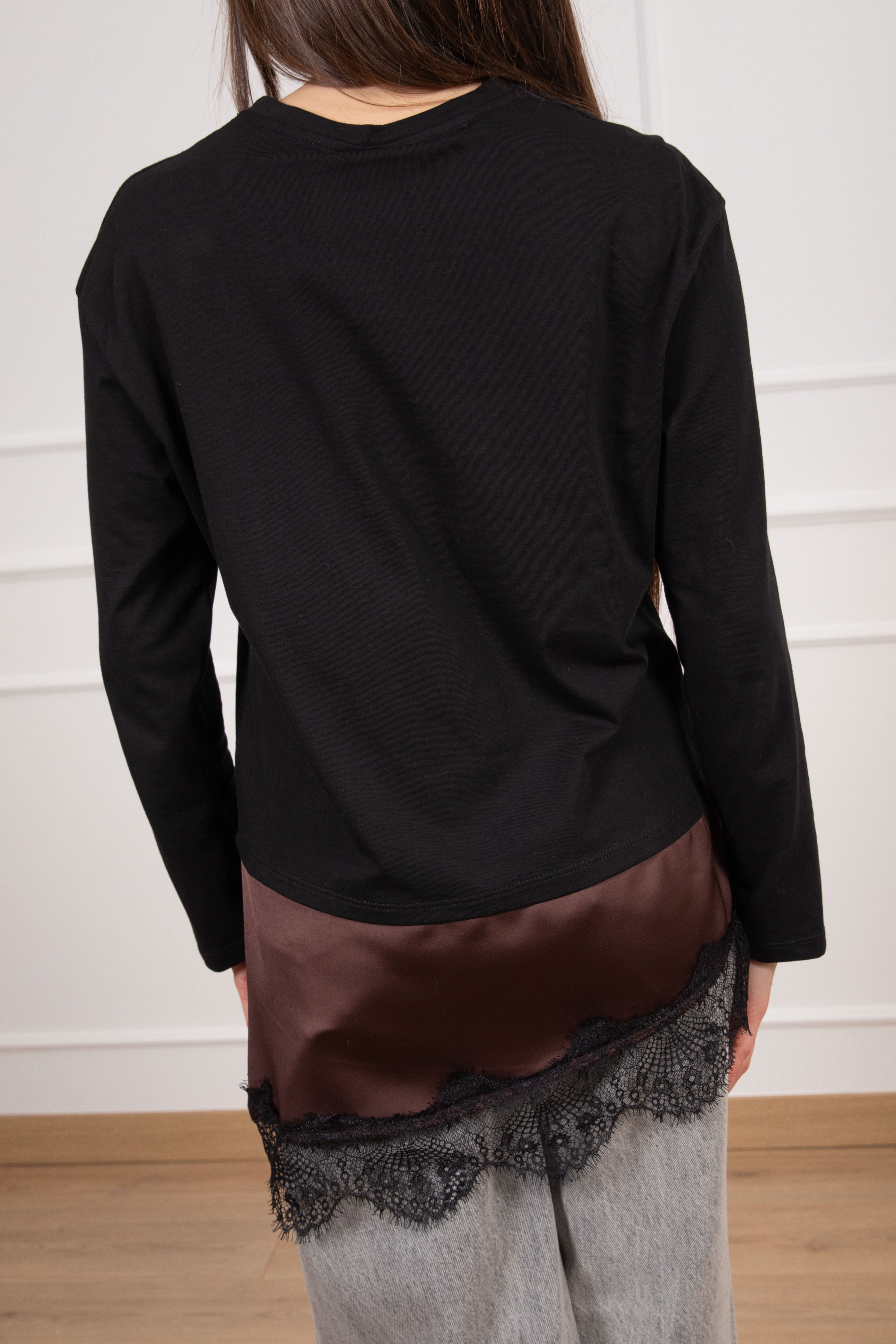 T-shirt a manica lunga con inserto lingerie Tensione IN