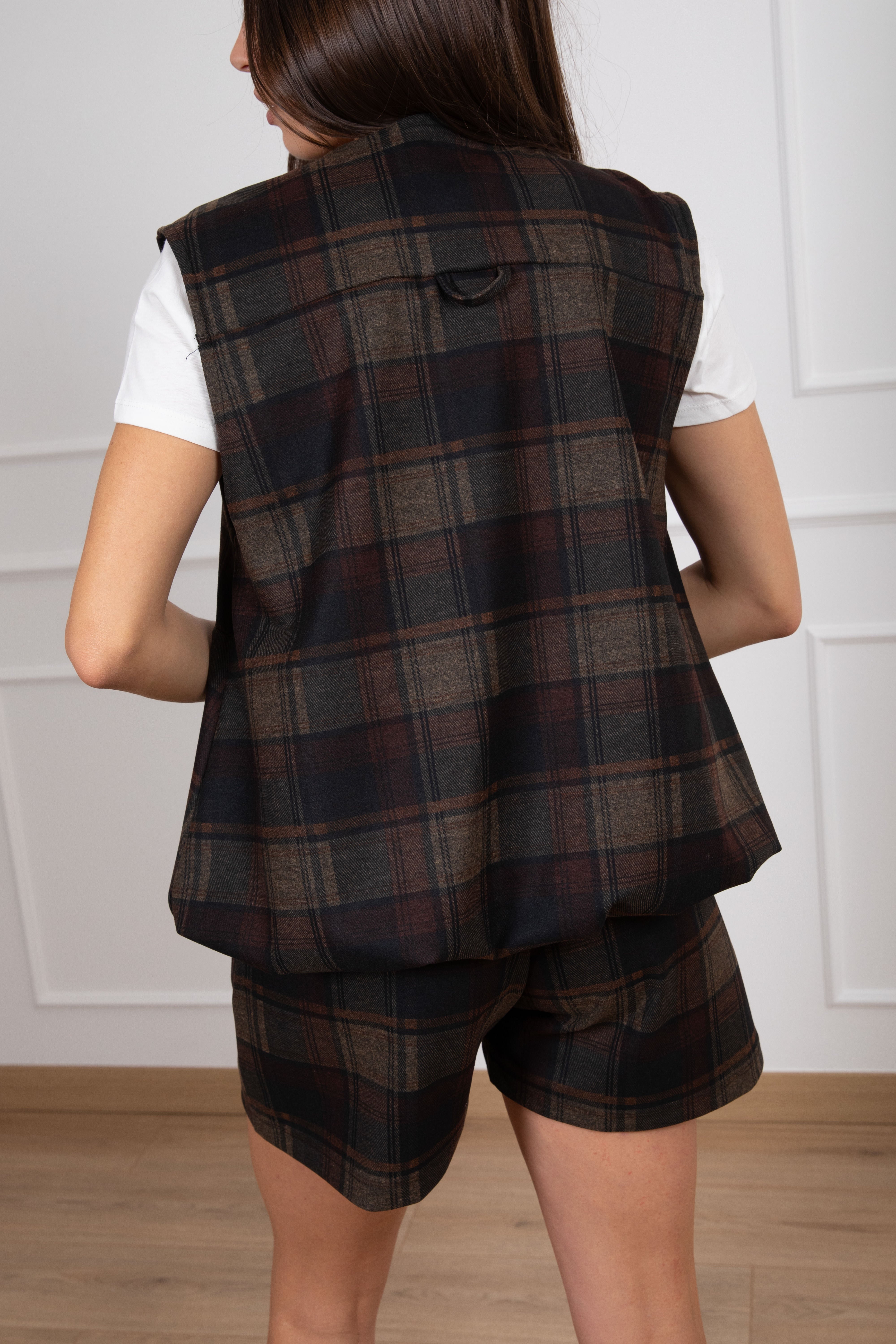 Bomber smanicato check bordeaux Susy Mix