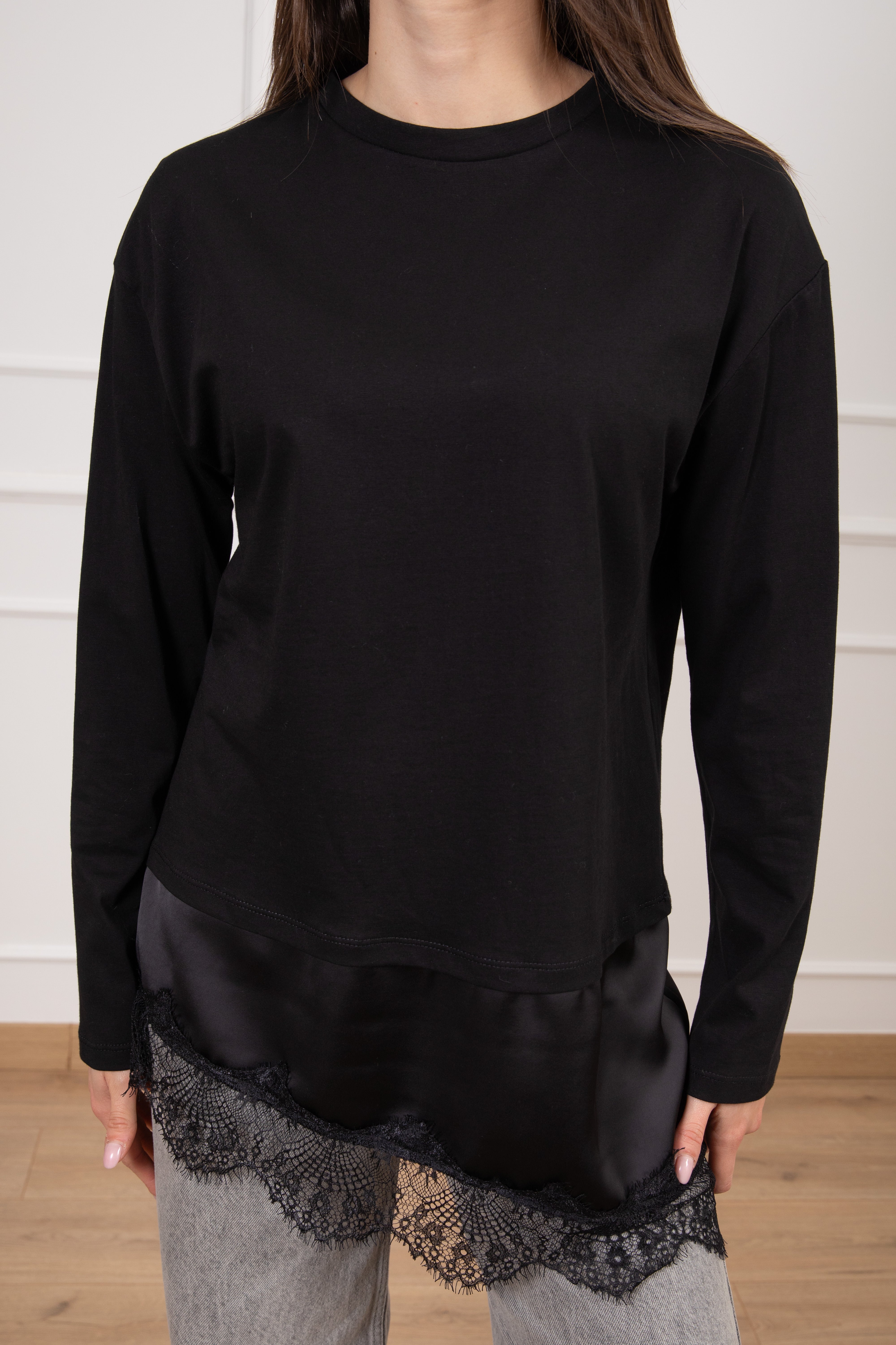 T-shirt a manica lunga con inserto lingerie Tensione IN