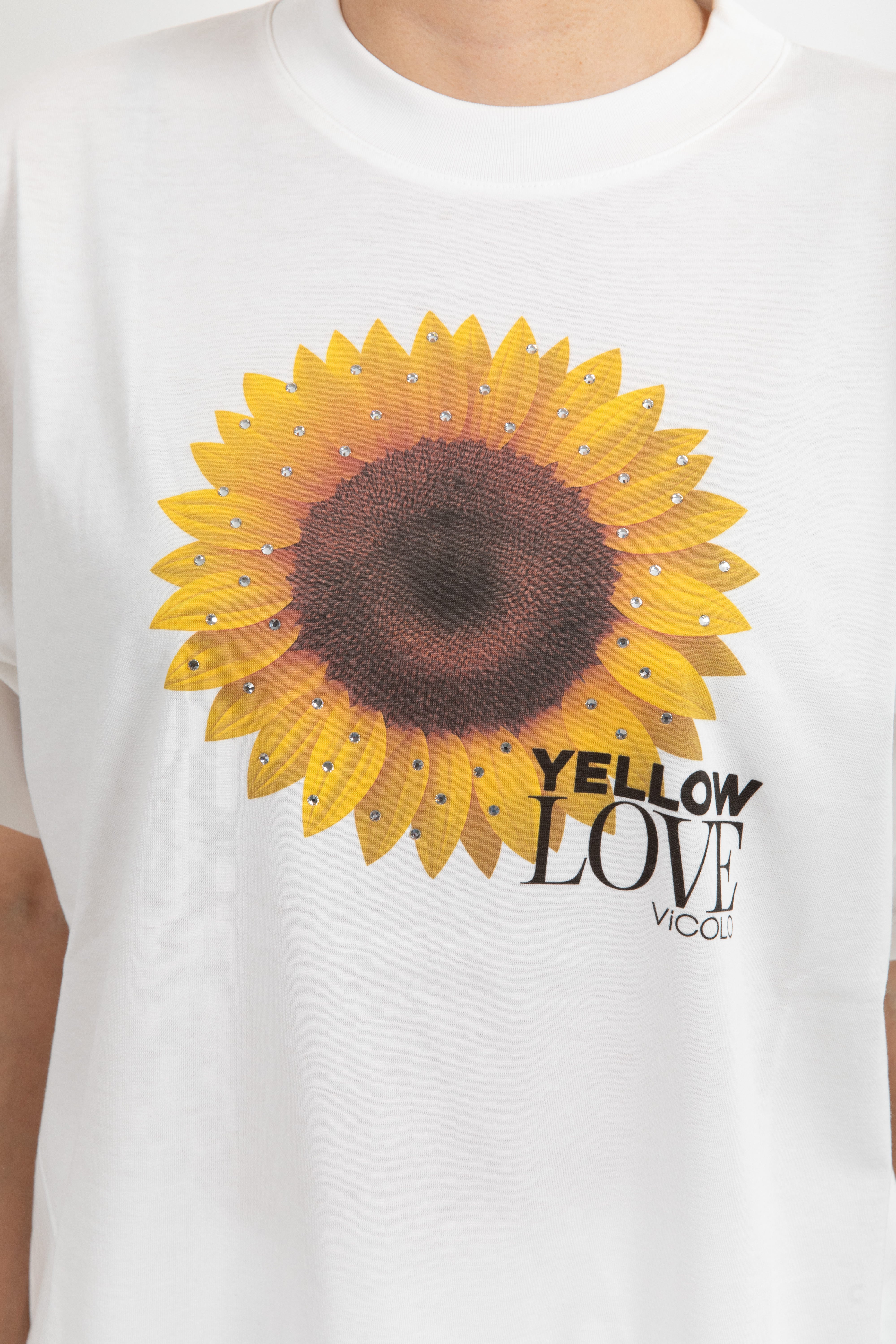 T-shirt over-size "Yellow love" flowers ViCOLO
