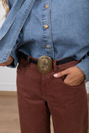 Pantalone 5 tasche con cintura placca variante mattone Tensione IN