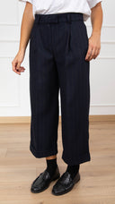 Pantalone 3/4 gessato in flanella variante blu Tensione IN