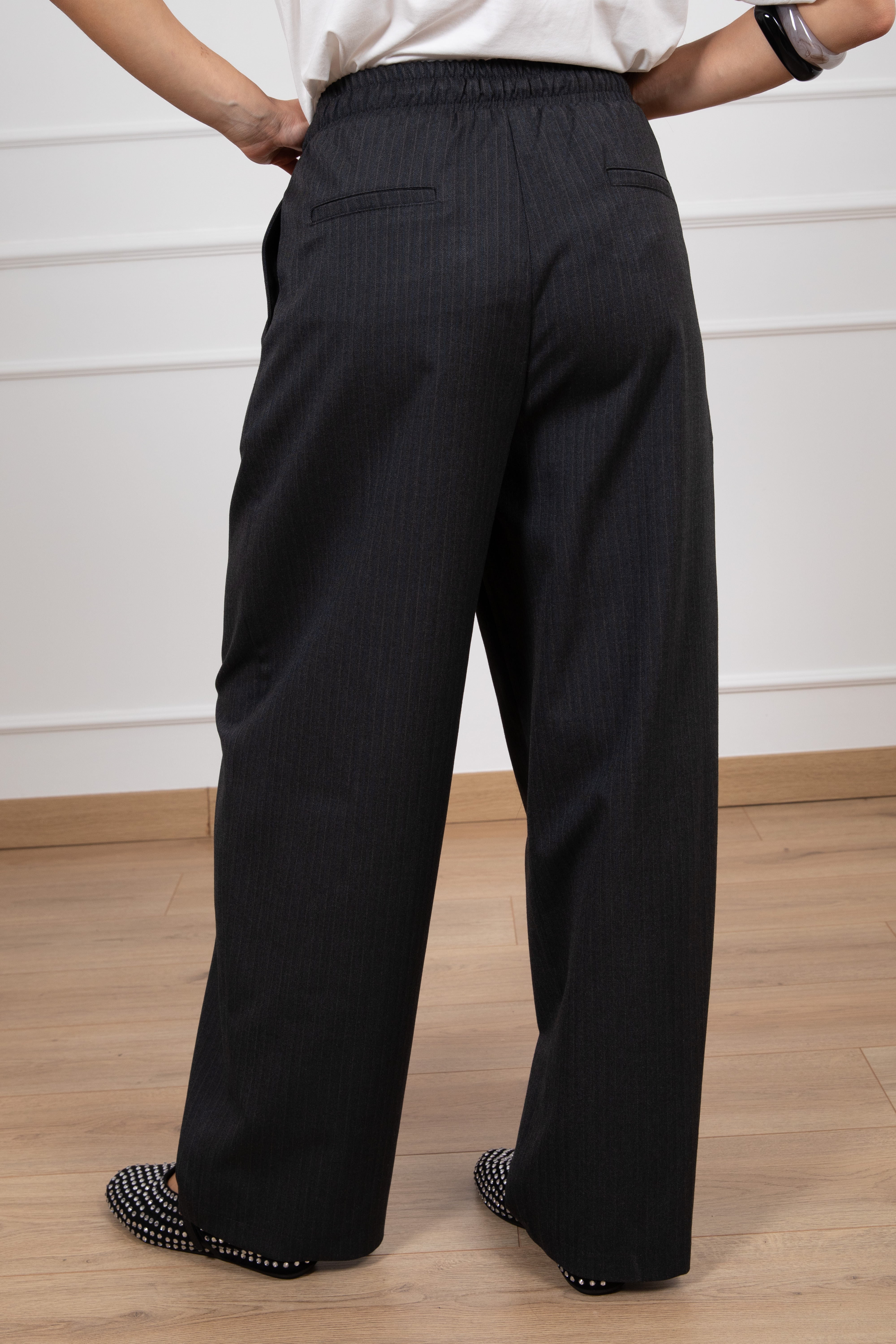 Pantalone gessato micro-spigato con coulisse Tensione IN