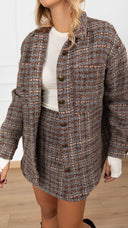 Giacca-camicia over-size tweed azzurro Haveone