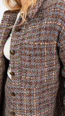 Giacca-camicia over-size tweed azzurro Haveone