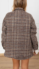 Giacca-camicia over-size tweed azzurro Haveone