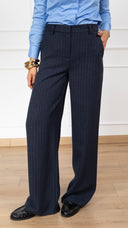 Pantalone gessato gamba dritta variante blu Tensione IN