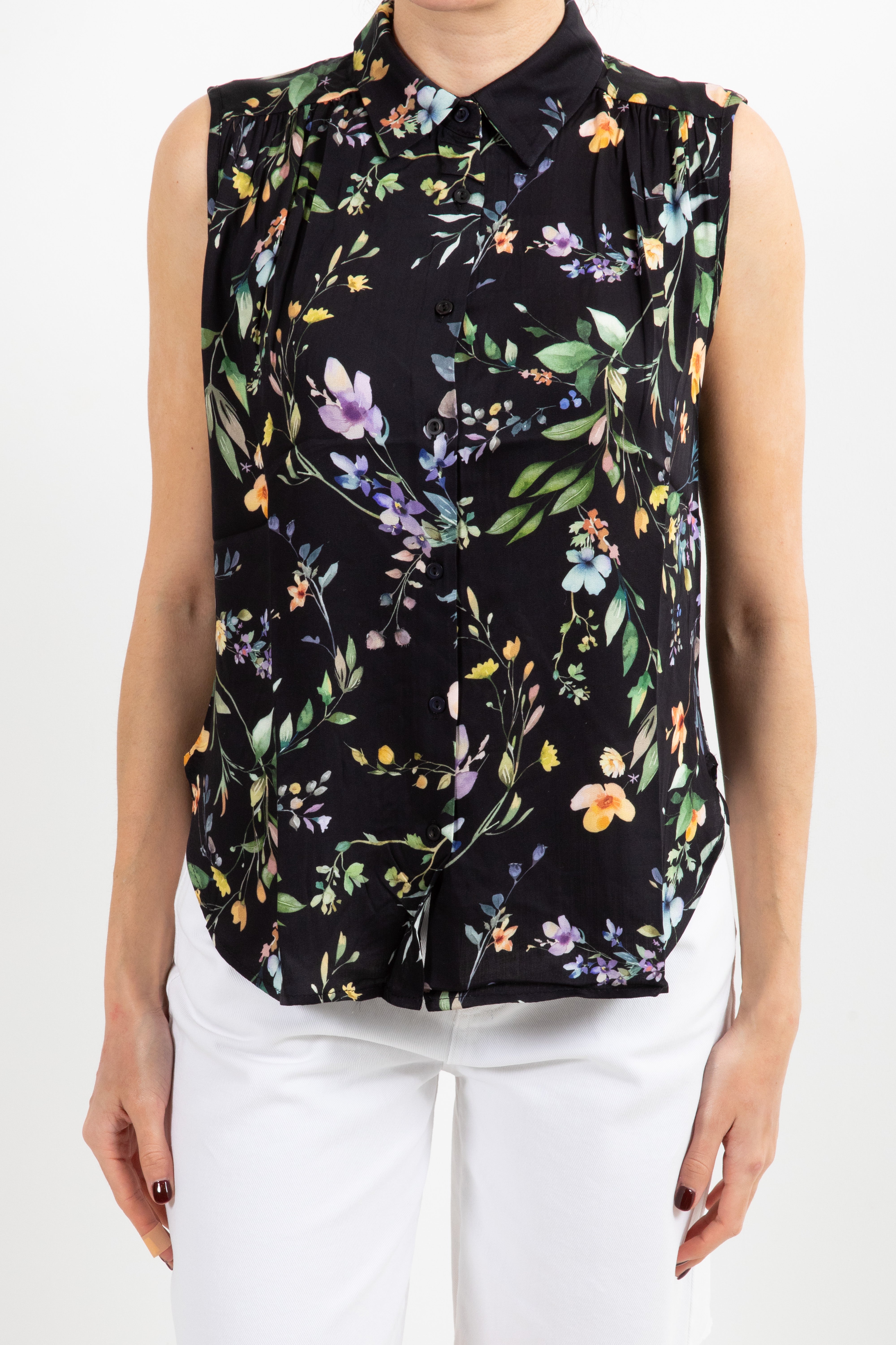 Camicia smanicata in viscosa fantasia flowers Susy Mix
