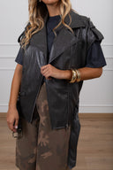 Chiodo smanicato in eco-pelle lucida variante grigio Haveone