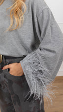 T-shirt con polsino piuma variante grigio Tensione IN
