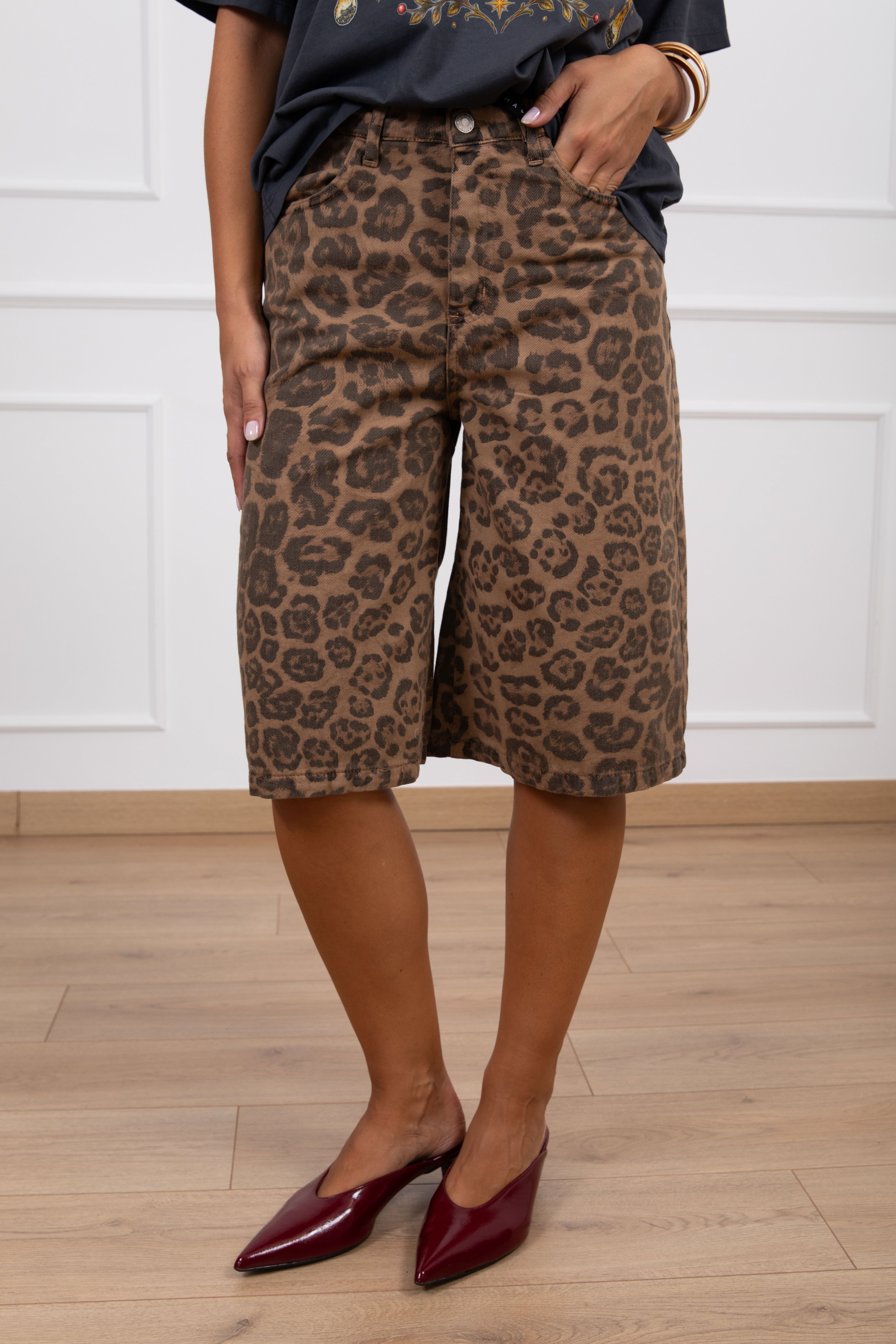 Bermuda jeans animalier Haveone
