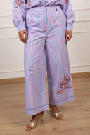 Pantalone bacchettato con ricamo floreale di perline Dixie