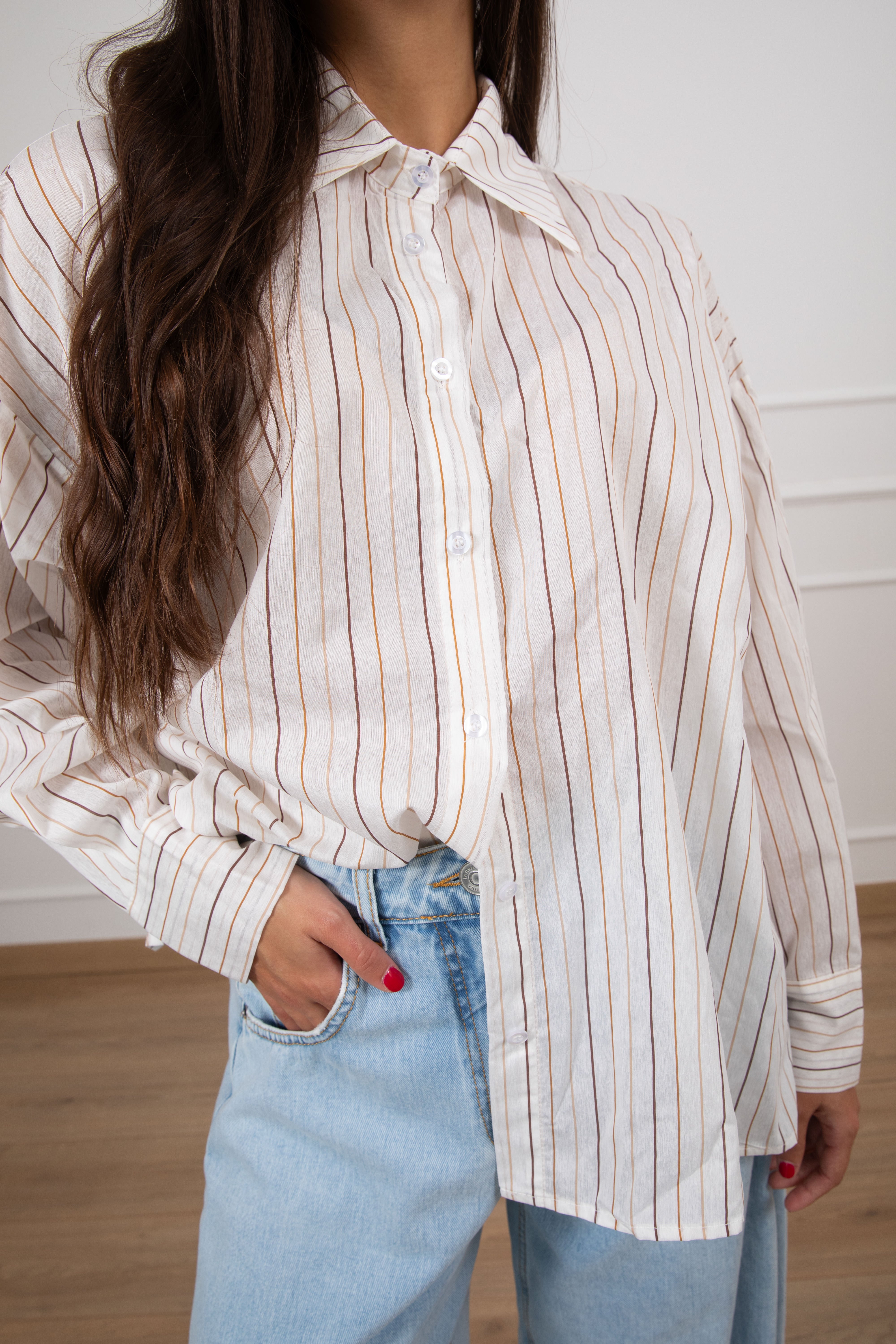 Camicia over-size bacchettata multicolor Susy Mix