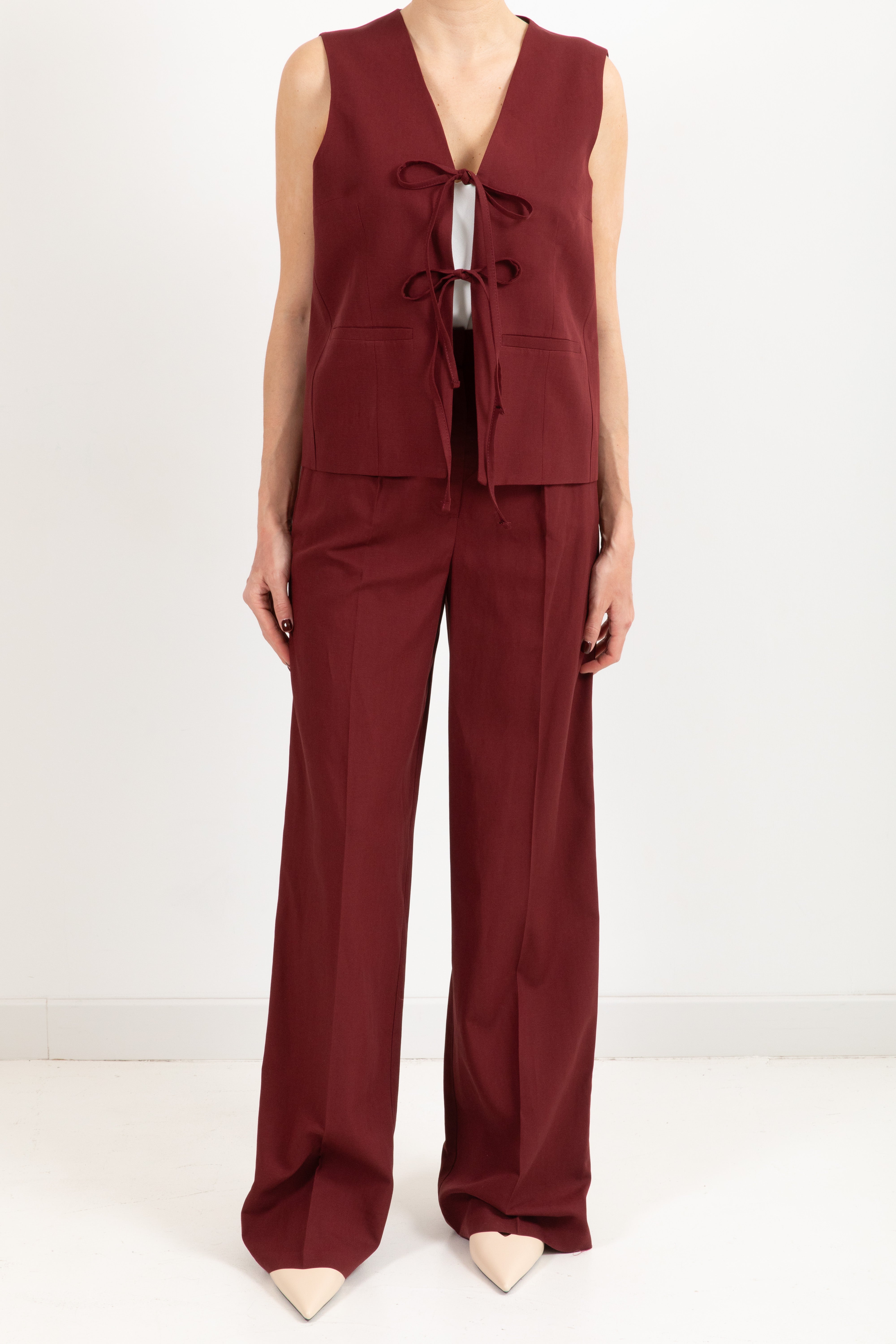Coordinato gilet con fiocchi e pantalone palazzo Dixie