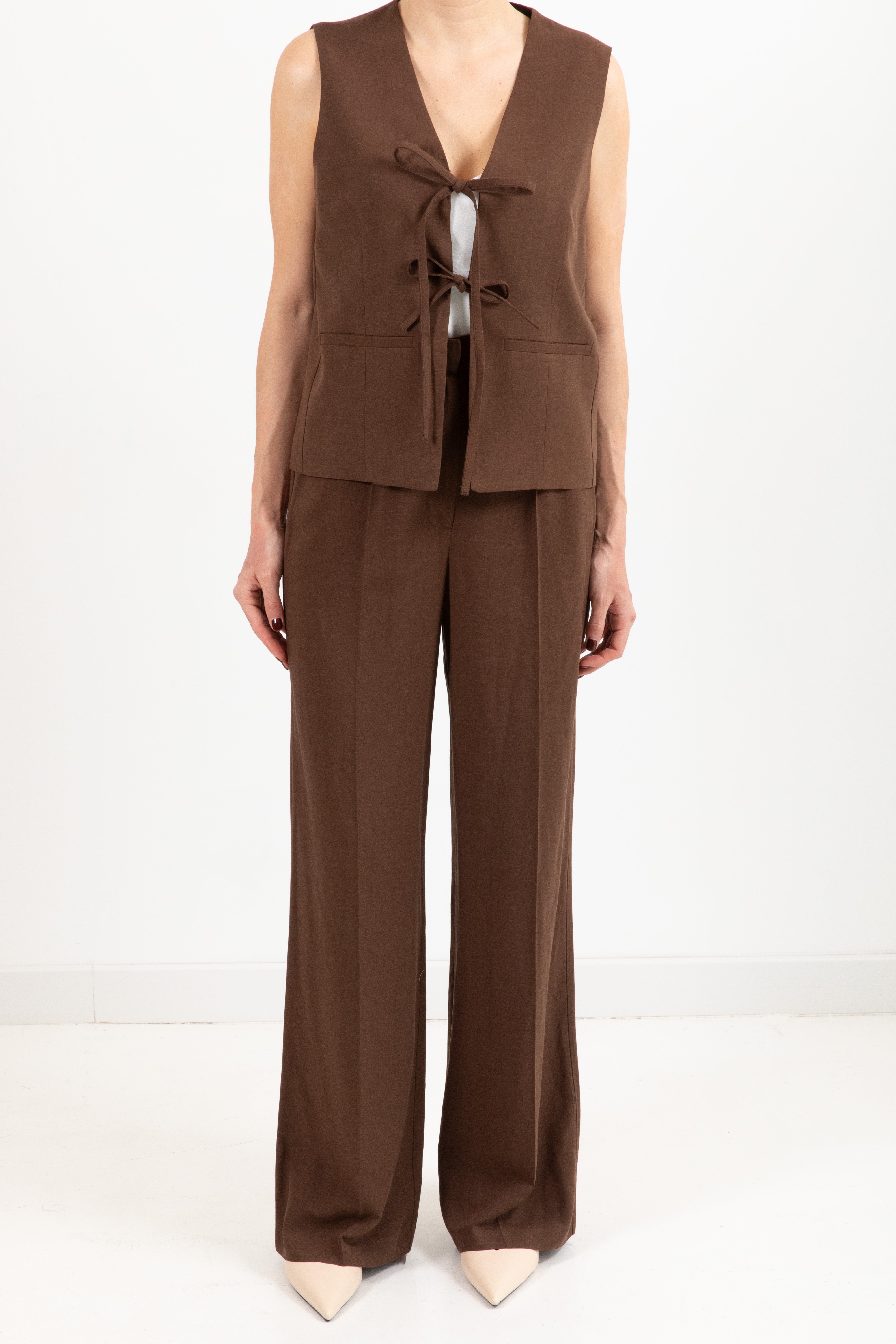 Coordinato gilet con fiocchi e pantalone palazzo Dixie