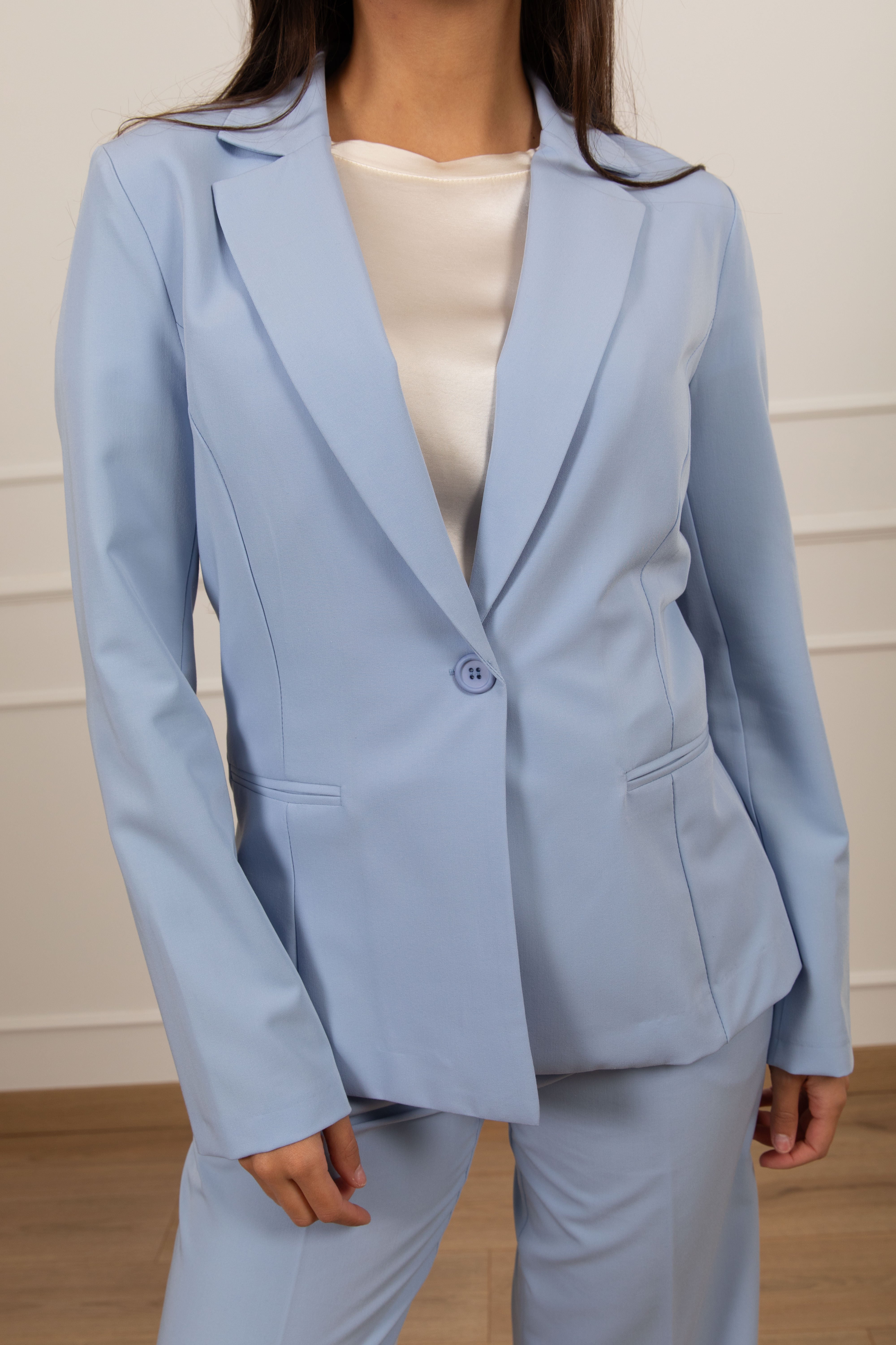 Tailleur giacca mono-bottone e pantalone con risvolto Susy Mix