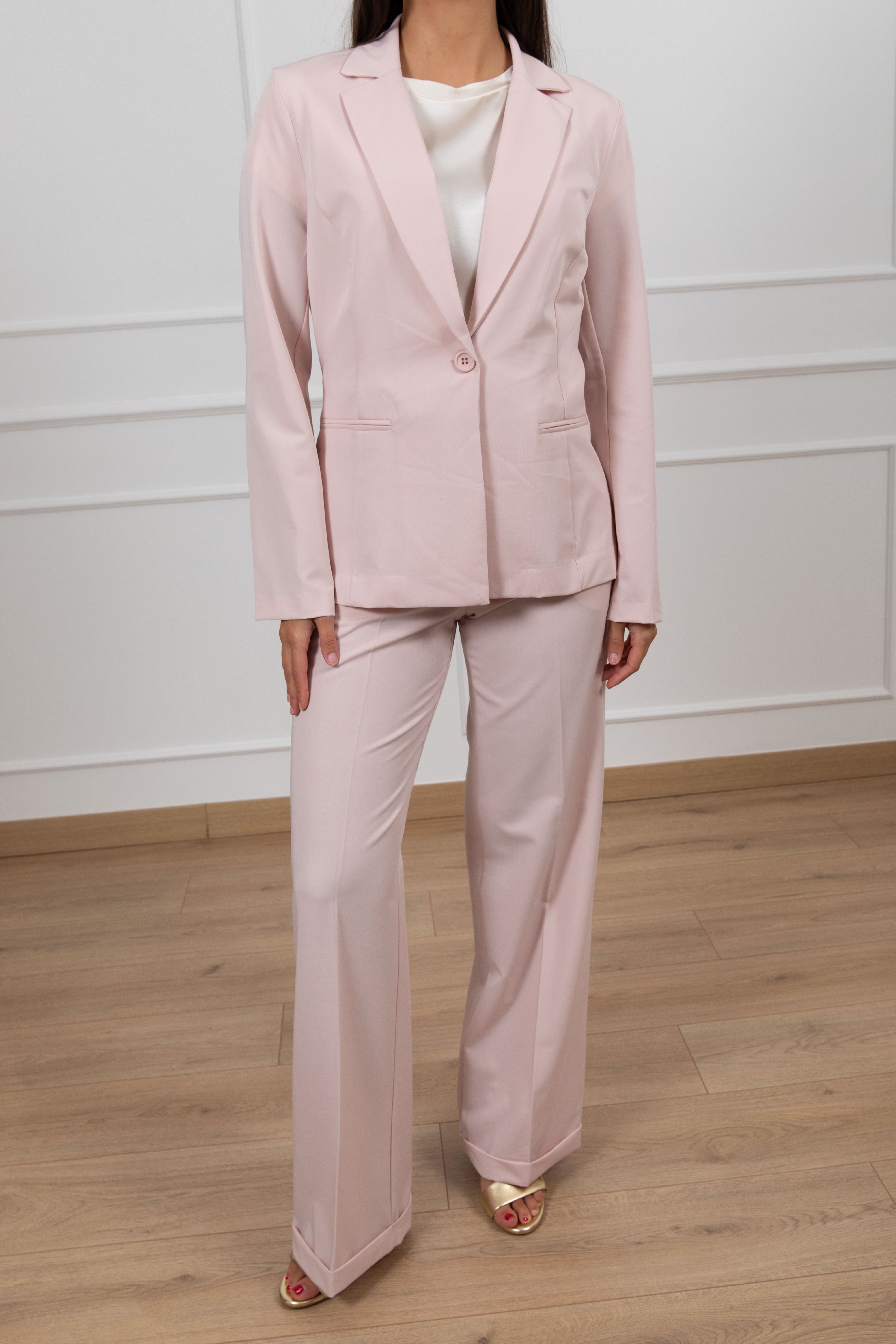 Tailleur giacca mono-bottone e pantalone con risvolto Susy Mix