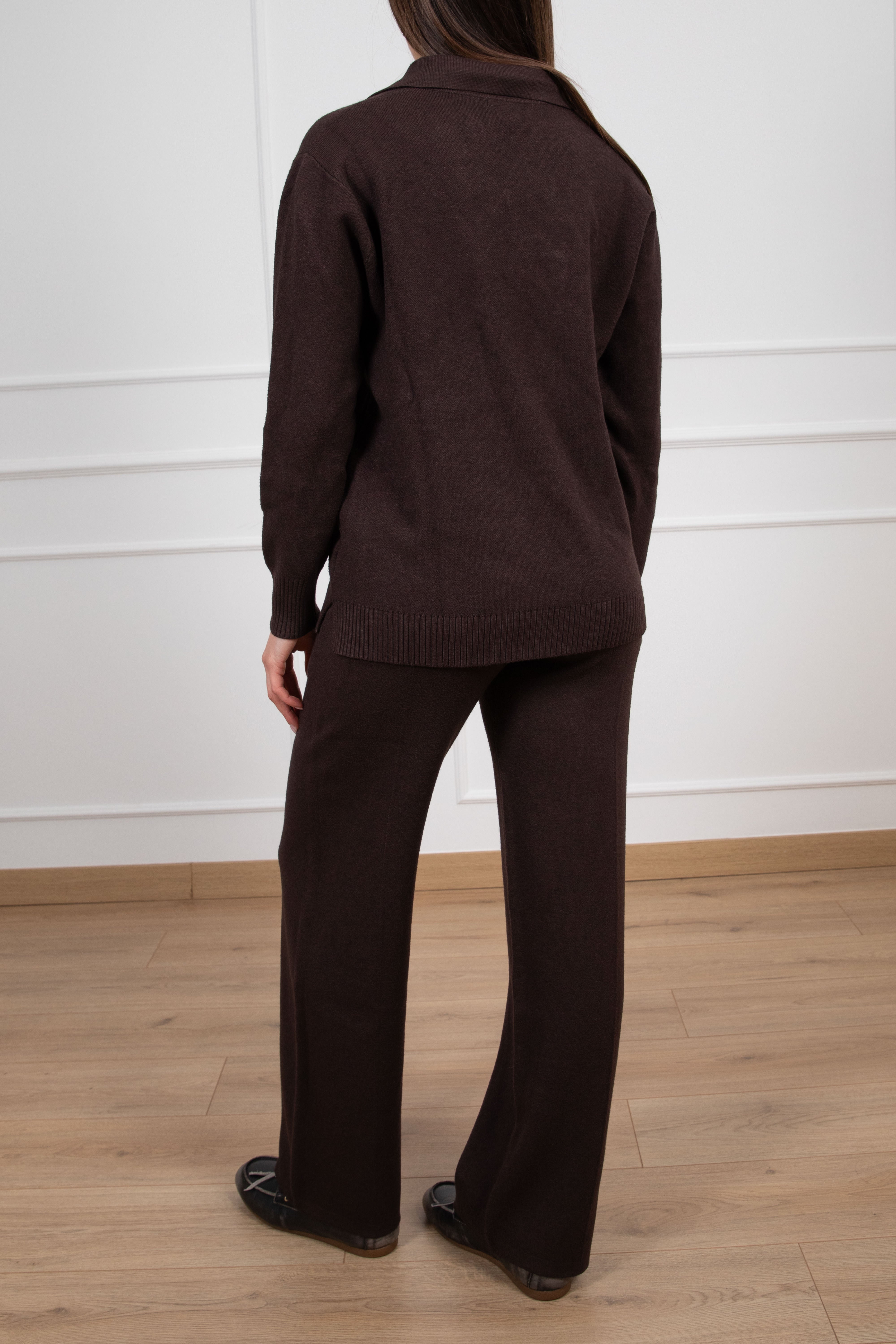 Coordinato polo e pantalone gamba dritta in maglia Susy Mix