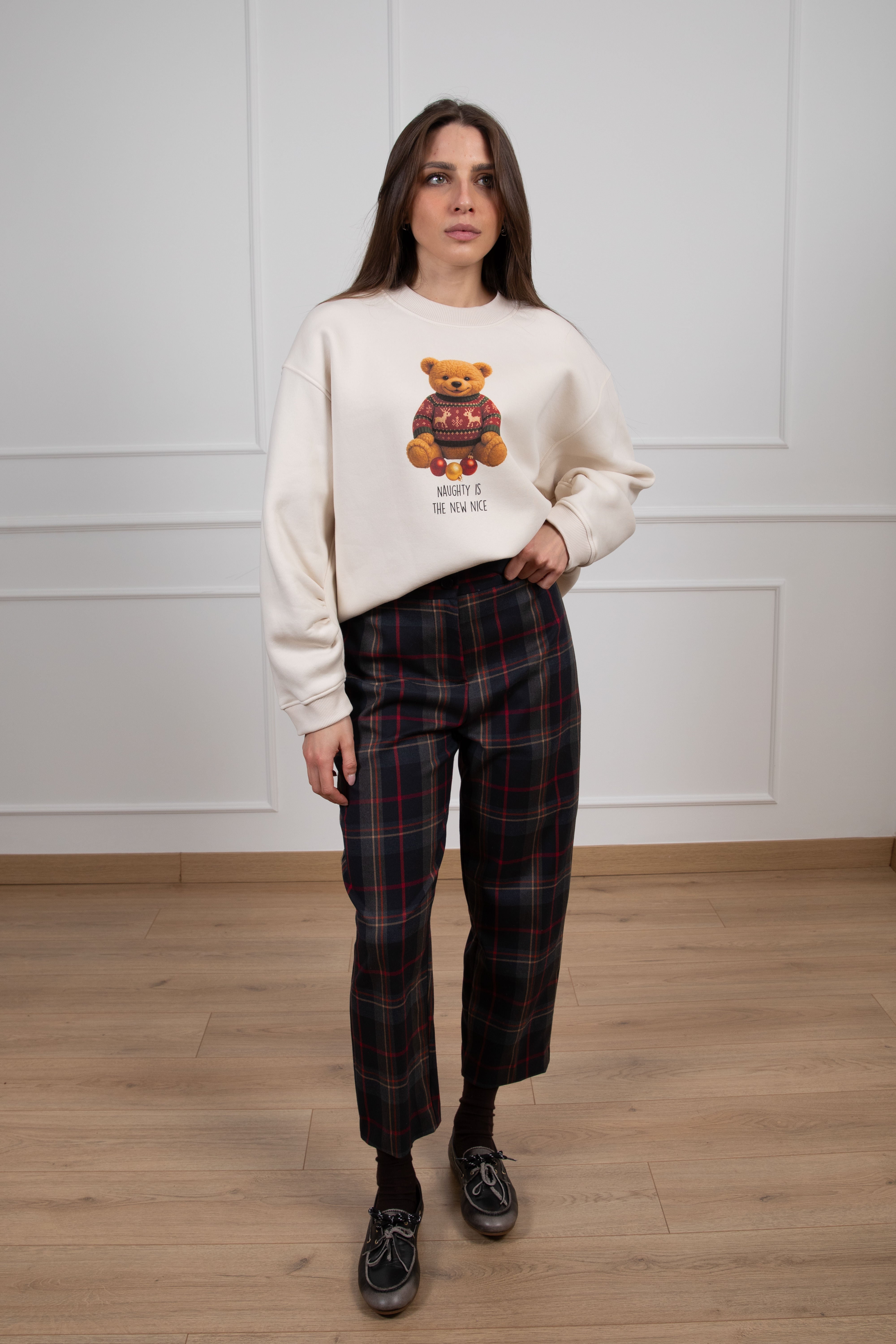 Pantalone tartan carrot-fit con elastico sul retro ViCOLO