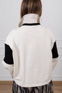 Polo garzata a righe con bottone gioiello variante crema Susy Mix