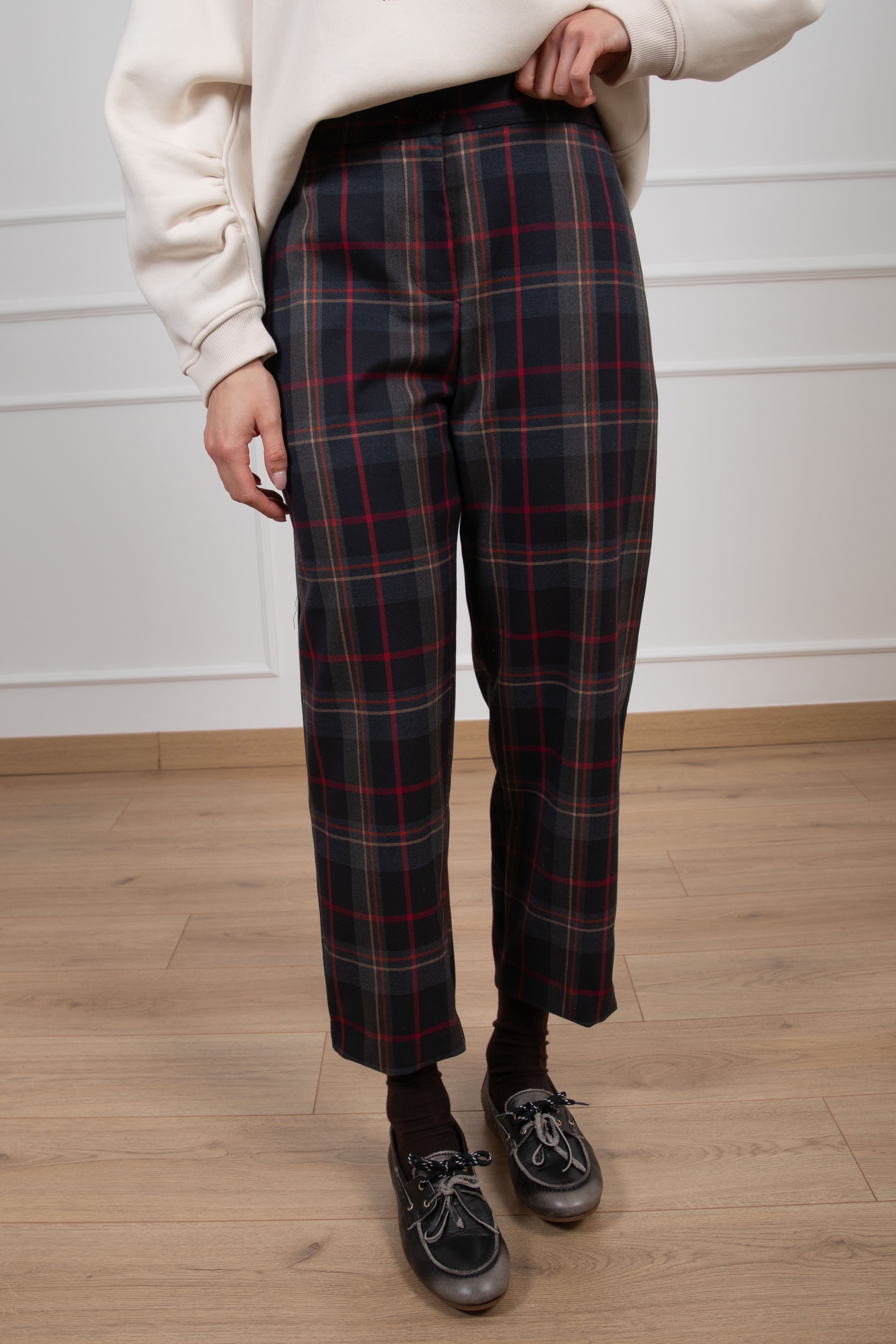 Pantalone tartan carrot-fit con elastico sul retro ViCOLO