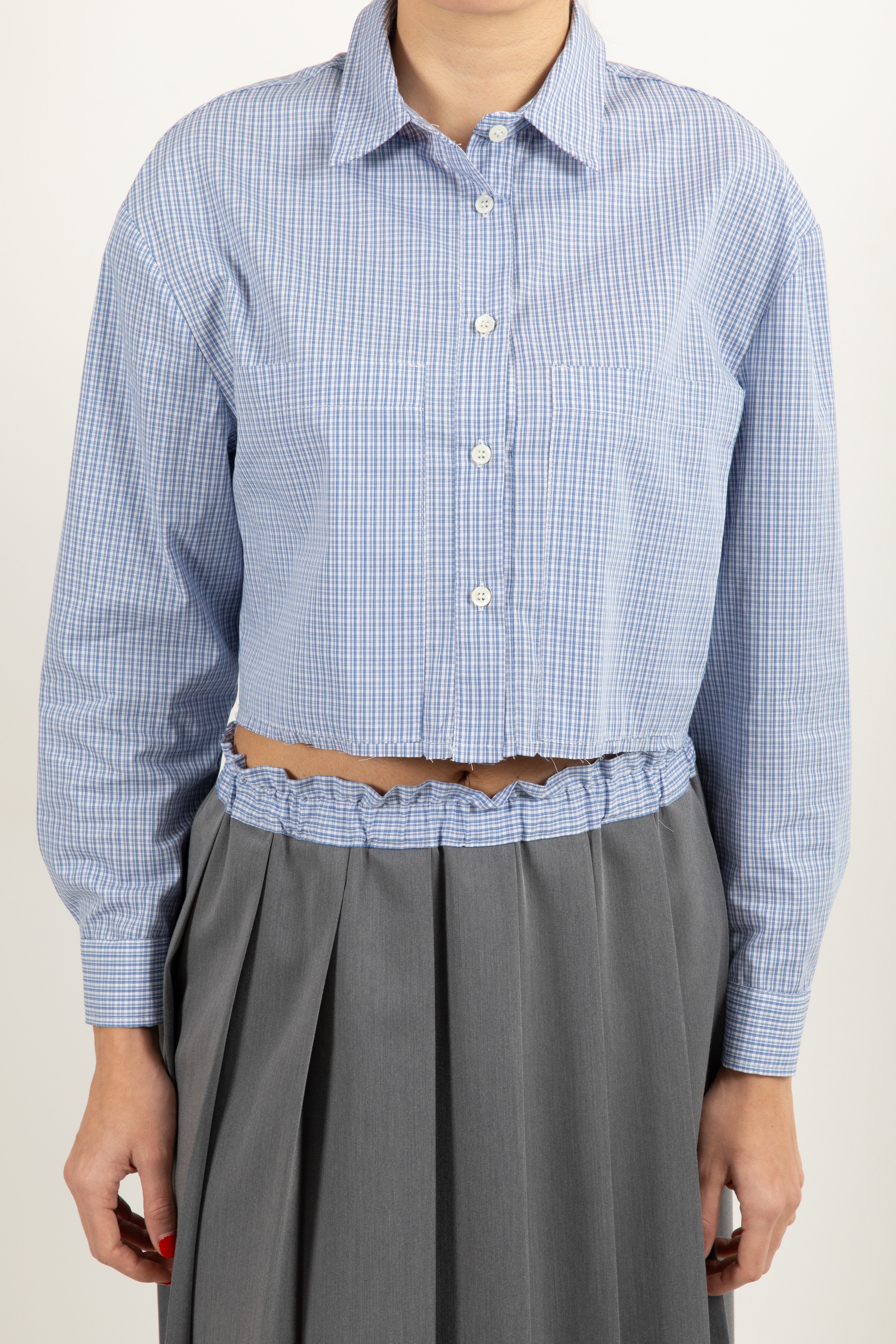 Camicia cropped micro-check ViCOLO