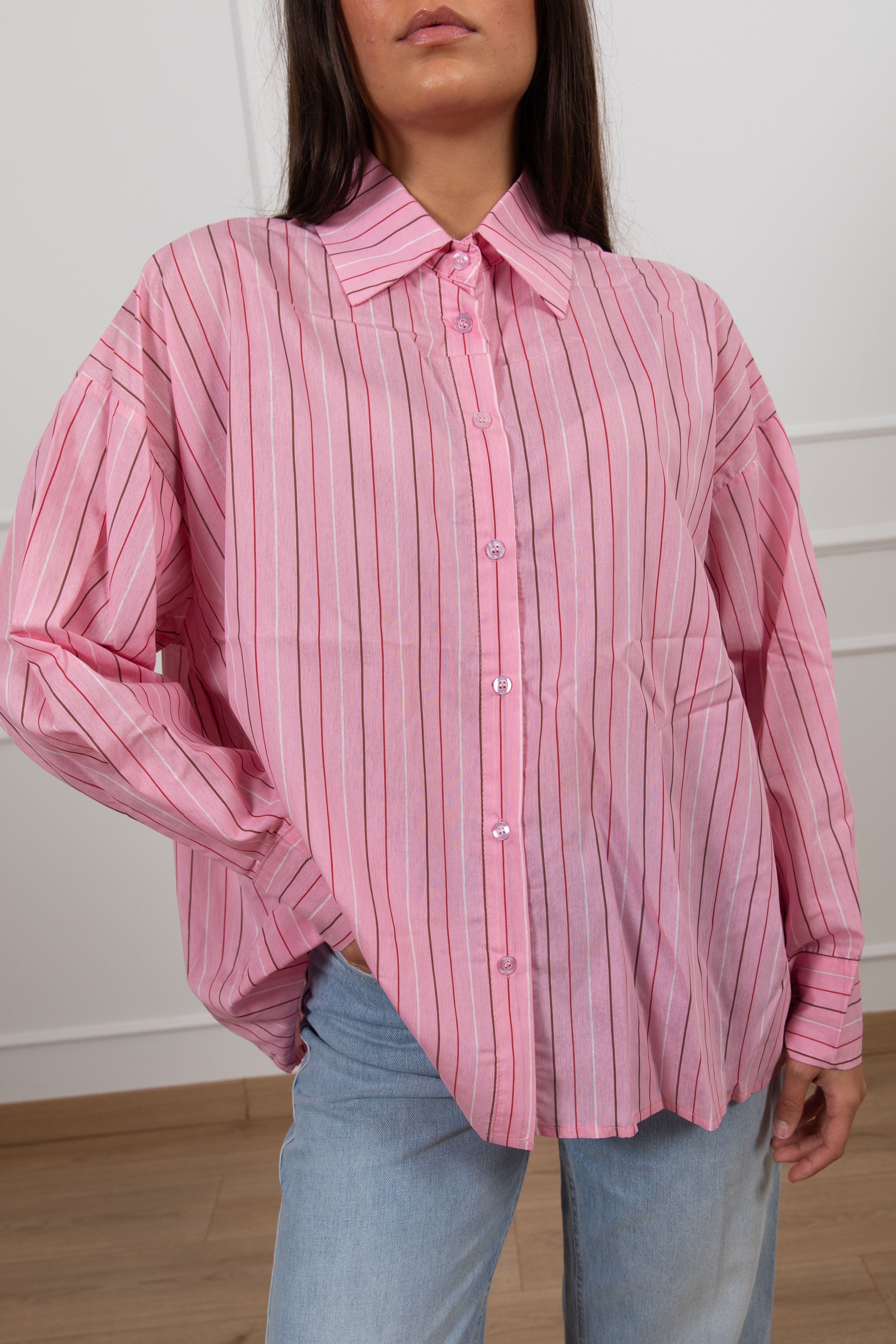 Camicia over-size bacchettata multicolor Susy Mix