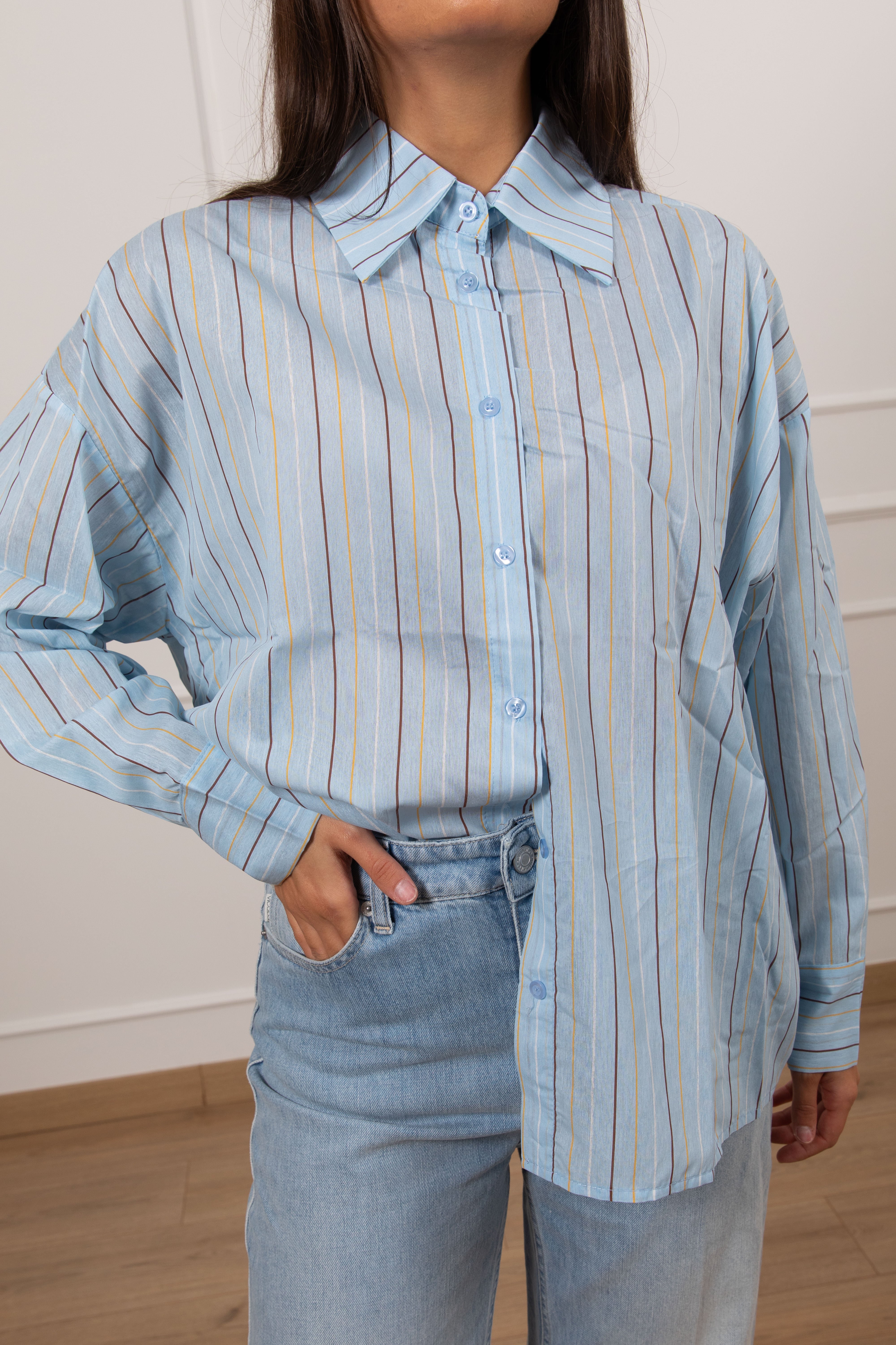 Camicia over-size bacchettata multicolor Susy Mix