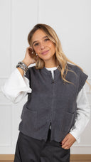 Gilet in maglia con zip variante grigio Susy Mix