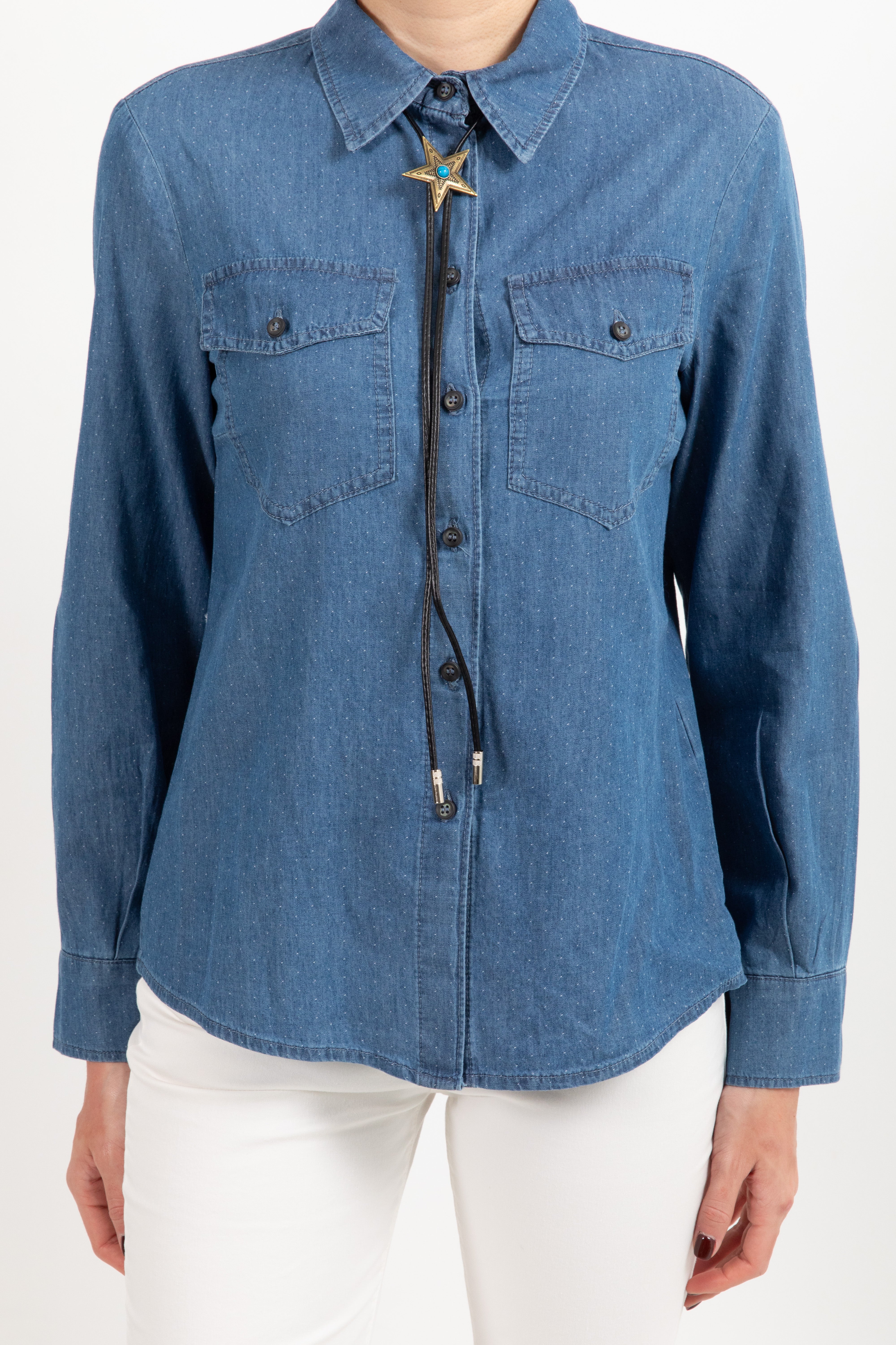 Camicia in chambrix con bolo a stella Susy Mix