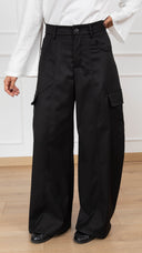 Pantalone cargo in viscosa variante nero Tensione IN
