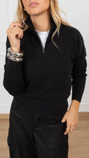 Polo in maglia con mezza zip variante nero Susy Mix