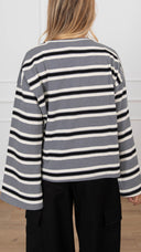 Maglia a righe con manica svasata variante grigio Susy Mix
