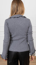 Maglia rouches con profilo a contrasto variante grigio Haveone