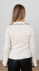 Maglia rouches con profilo a contrasto variante burro Haveone