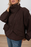 Bomber in eco-pelle martellata con collo a ciambella Haveone