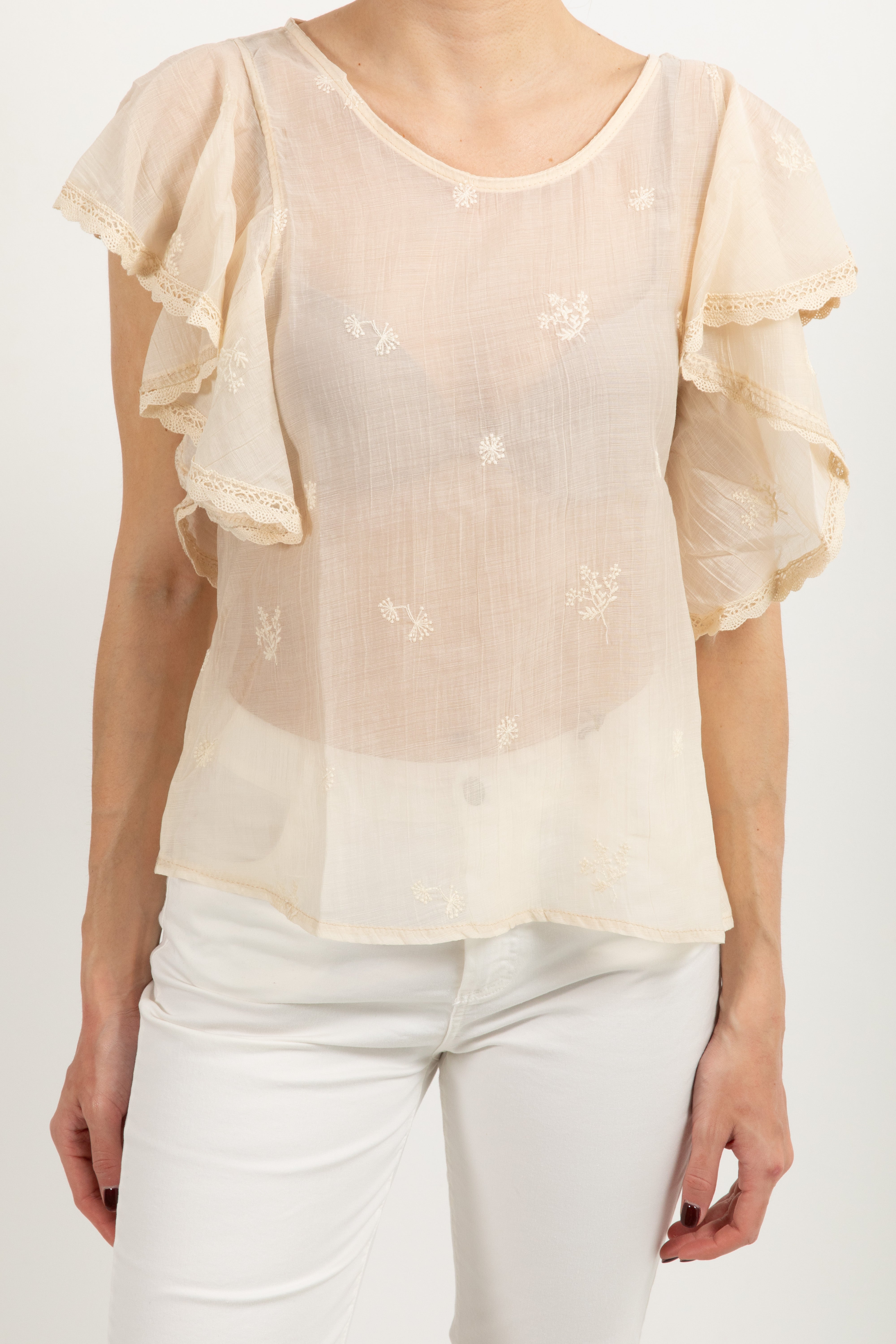 Blusa con rouches ricami e Susy Mix