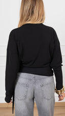 Maglia mezzo-collo in crepe con nodo variante nero ViCOLO