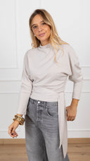 Maglia mezzo-collo in crepe con nodo variante intonaco ViCOLO